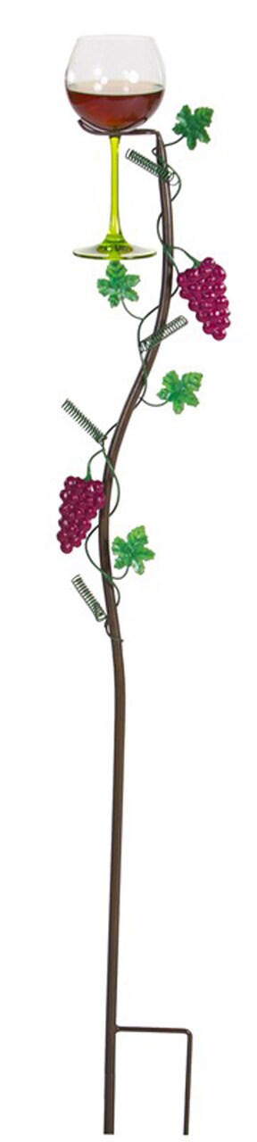 CC Outdoor Living 38" Hand Painted Grapevine Wine Glass Holder Garden Party Lawn Stakes